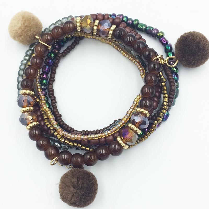 

Han Jing New Arrival Trendy fashion new charm gold couple friendship women 2020 Pom Pom Bead jewelry bracelets for women femme1