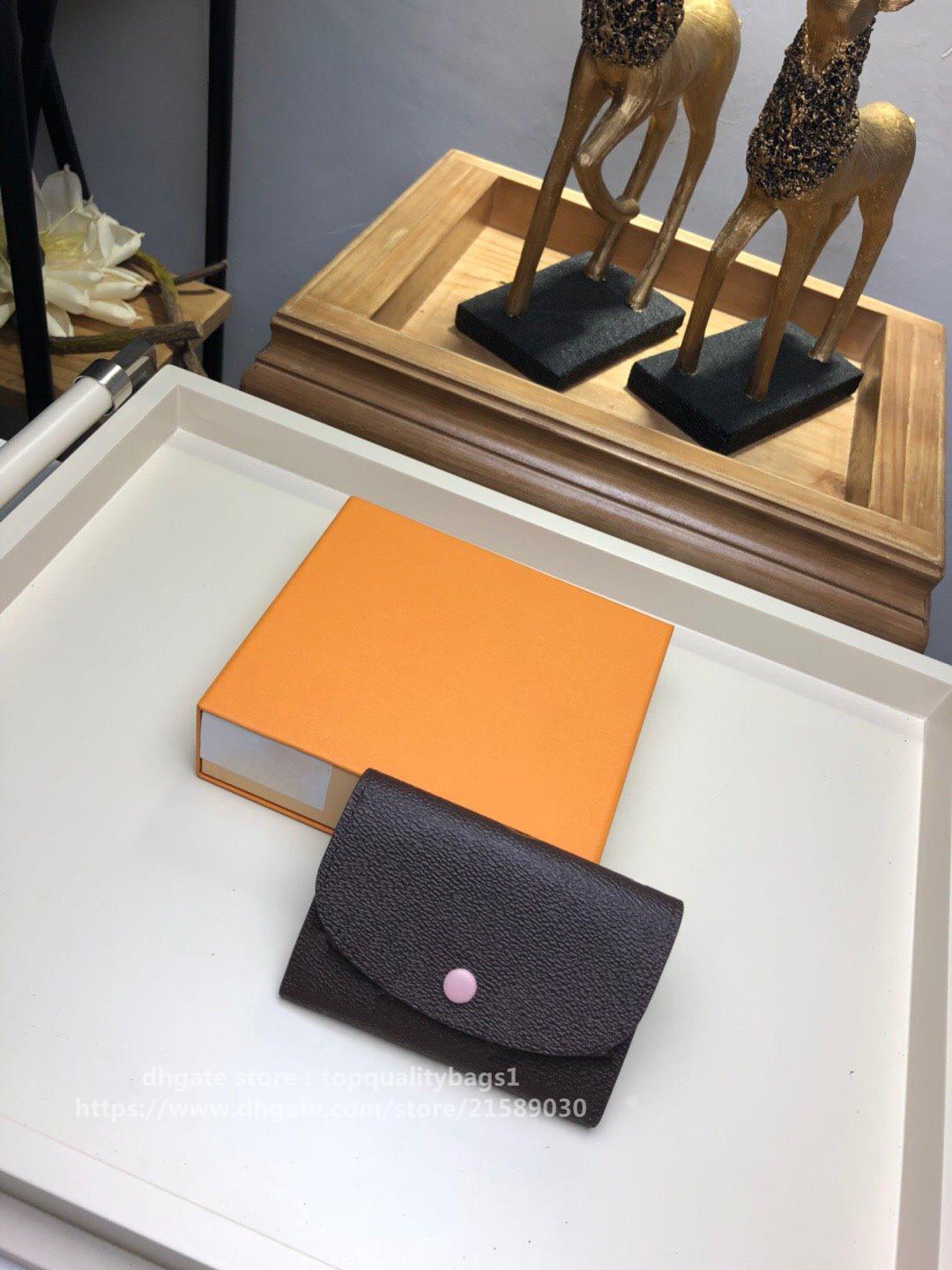 

Hot sold Top quality designer wallet with box Luxury Genuine Leather Classic letter womens purse with box 12x8cm M41939 Free Shipin, Brown flower pink inside