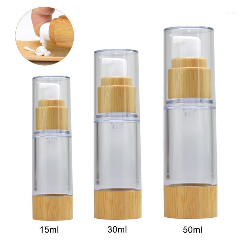 

15ml/30ml/50ml Portable Reusable Makeup Bottle Vacuum Cosmetic Lotion Essence Storage Bottle Bamboo Empty Travel1