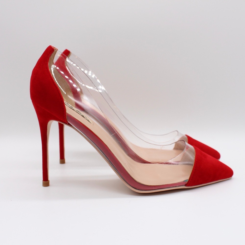 

Mode Women 2020 Free From Carrying Red Suede Pvc Poined Toe Stiletto High Heels Alta-salto Pump Alto Sapatos Wedding Shoes 2qsf, 34