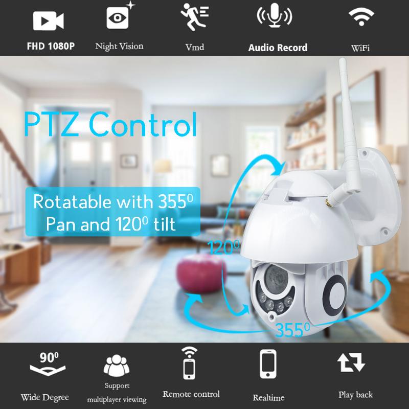 

Wireless WIFI IP Camera Outdoor PTZ 1080P Speed Dome Security Cameras Pan Tilt 2MP IR Home Surveilance Night Vision Baby Monitor
