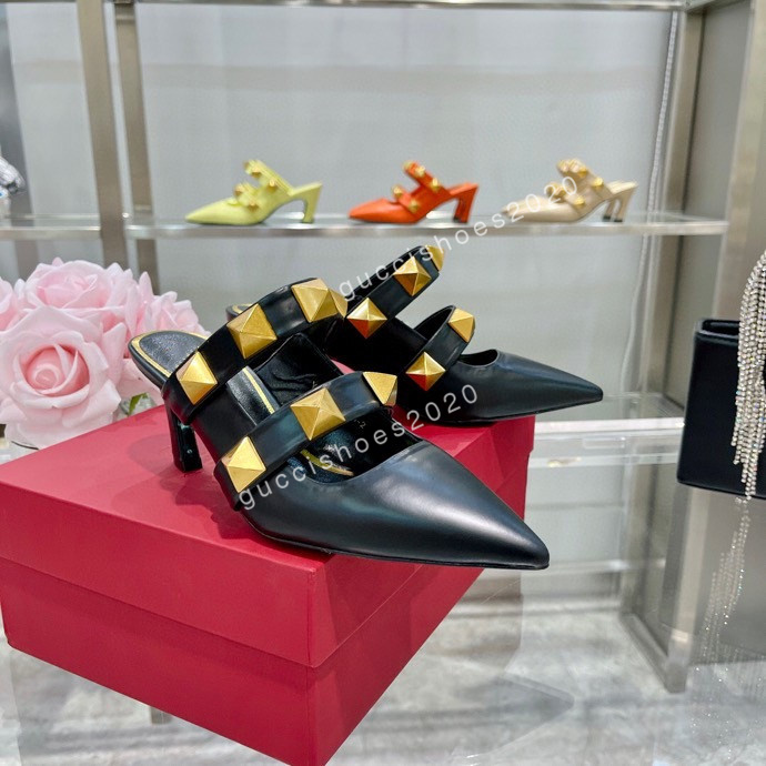 

2022 womens slingbacks designer gladiator sandals women rivet shoes black red nude white sexy extreme high heels pumps, 10