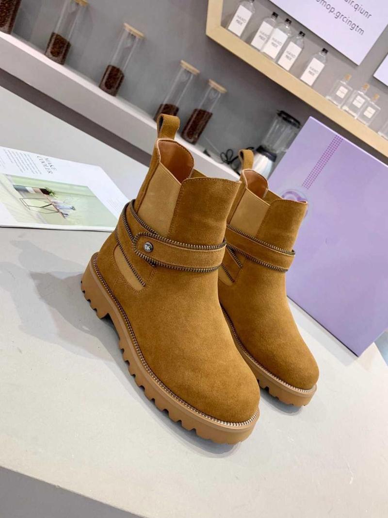 

2021 Winter New Flock Ankle Boots For Women Plus Wool Buckle Decor Warm-Keeping Low Heels Classic Designer Shoes, As pic