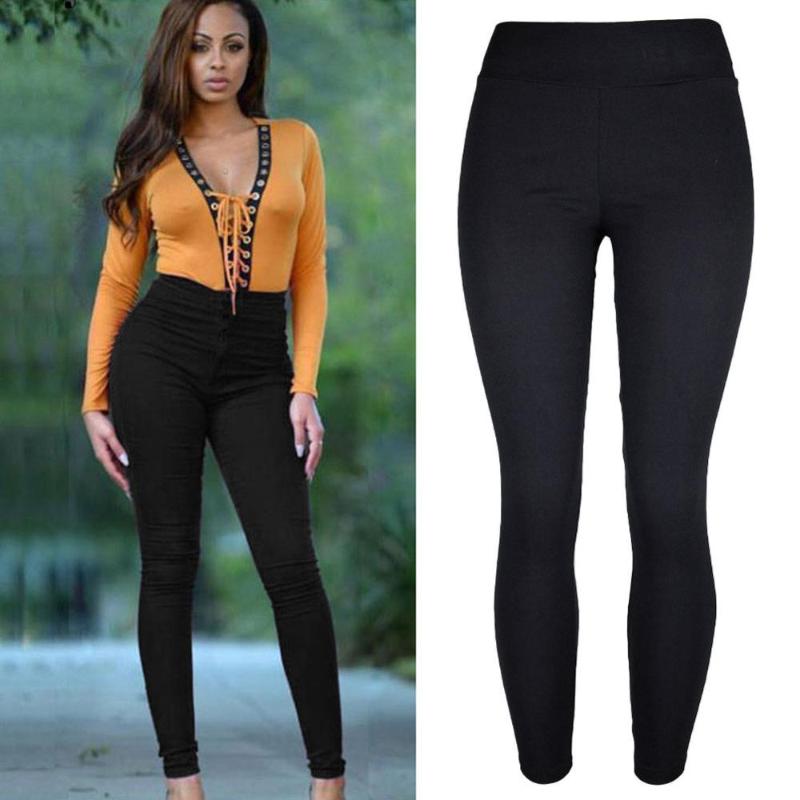 

2020 New Pocket Pants Sexy Skinny Skinny Plus Size Women Spring Full Pencil Pants Cotton Trousers Fashion Denim Female Bottoms, Black