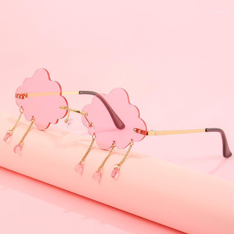 

2020 Women Rimless Sunglasses Fashion Vintage Retro Steampunk Clouds Tassel Frameless Punk Glasses Shades UV400 Eyewear 20061