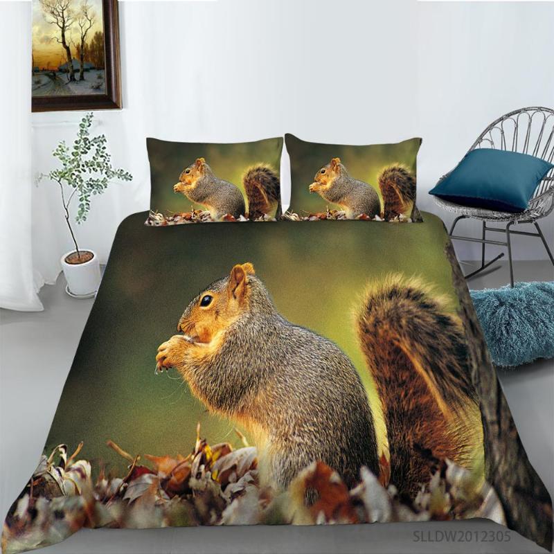 

Hot Style Bedding Set 3d Digital Squirrels Pattern 2/3pcs Duvet Cover Set Single  Queen King Bedding