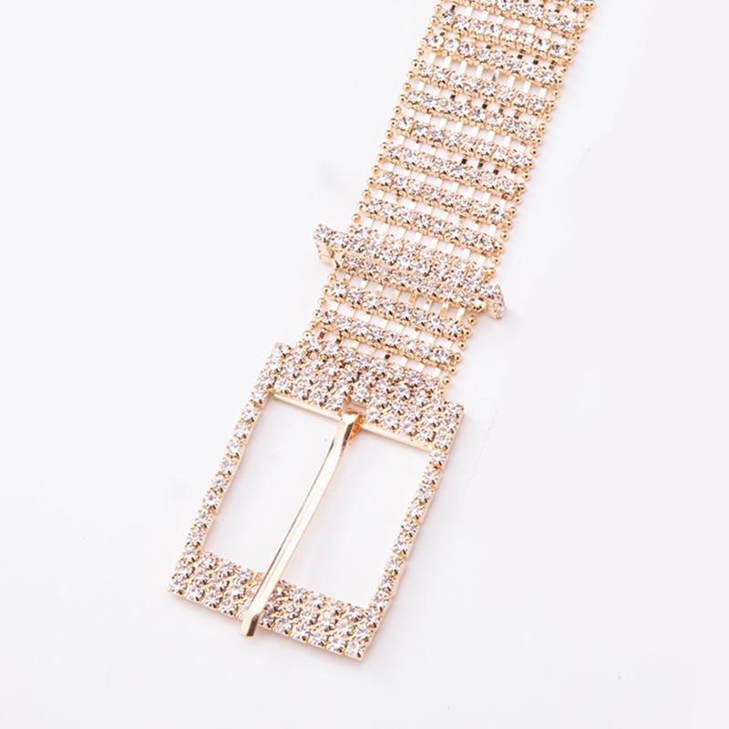 

Belts Rhinestone Width Waist Women Crystal Chain Bride Wide Shiny Belt High Quality 2021 Arrival, Gold