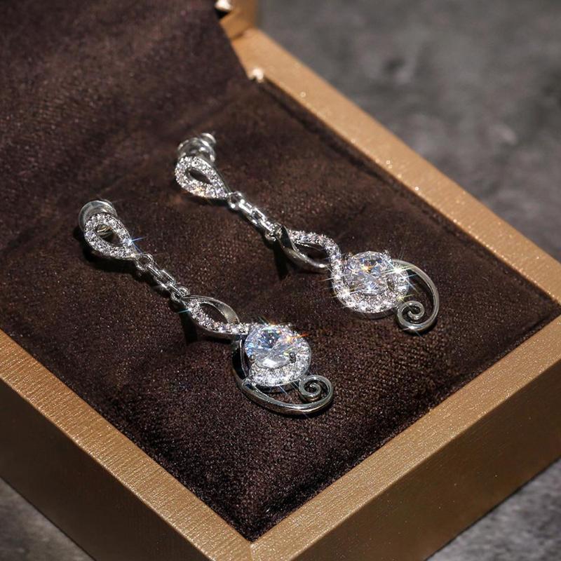 

Hot Fashion Jewelry Water Drop Zircon Earrings Elegant Design Metal Cutout Earrings For Women Gift