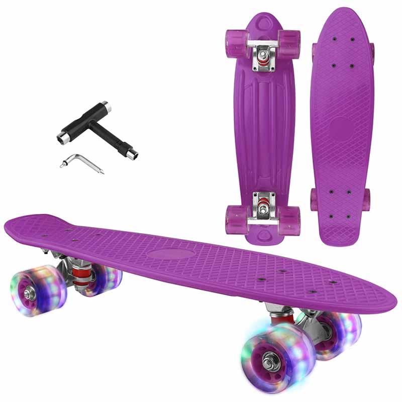 

22inch Fish Board Mini Cruiser Skateboard Children Scooter Longboard Skate Boards Retro Penny Board Wheel Truck Bearings, Red
