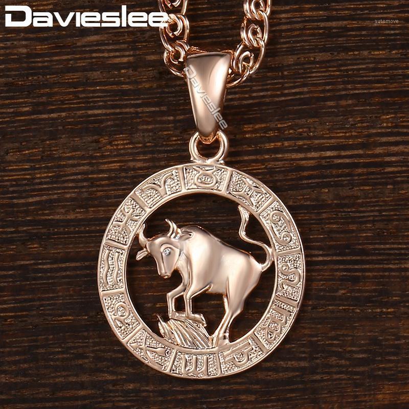 

Davieslee Womens Taurus Zodiac Sign Pendant 585 Rose Gold Constellation Pendant Necklace For Woman Jewelry Dropshipping DGP1791