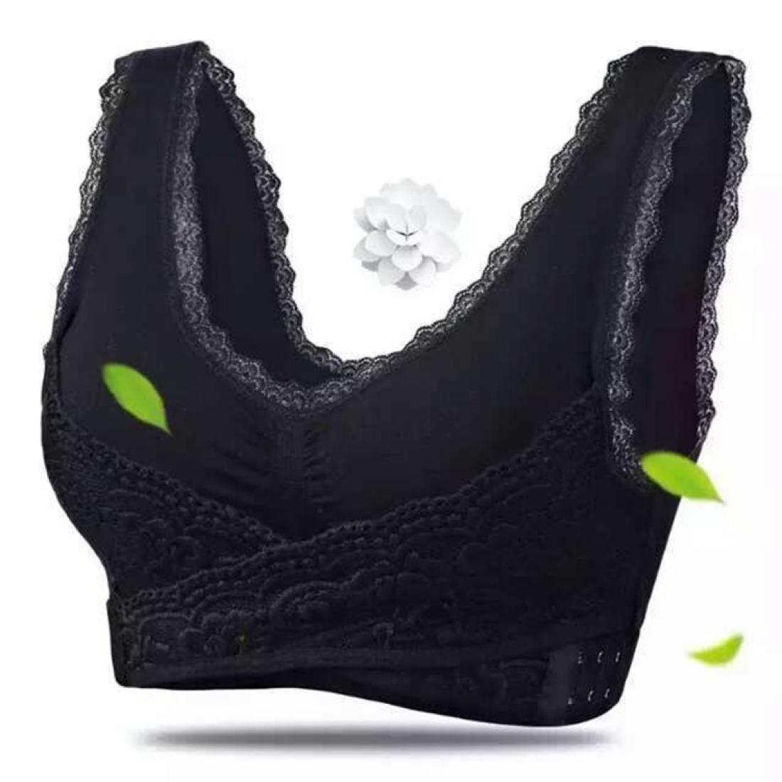 

Front Cross Side Buckle Wireless Lace Bra Breathable Sport For Women SizeL