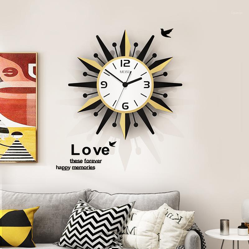 

MEISD Wall Clock Modern Design Sun Round Shape Silent 3D Digital Acrylic Living Room Hanging Clocks1