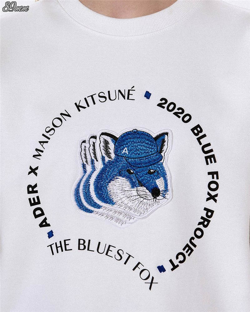 maison kitsune blue moletom com capuz
