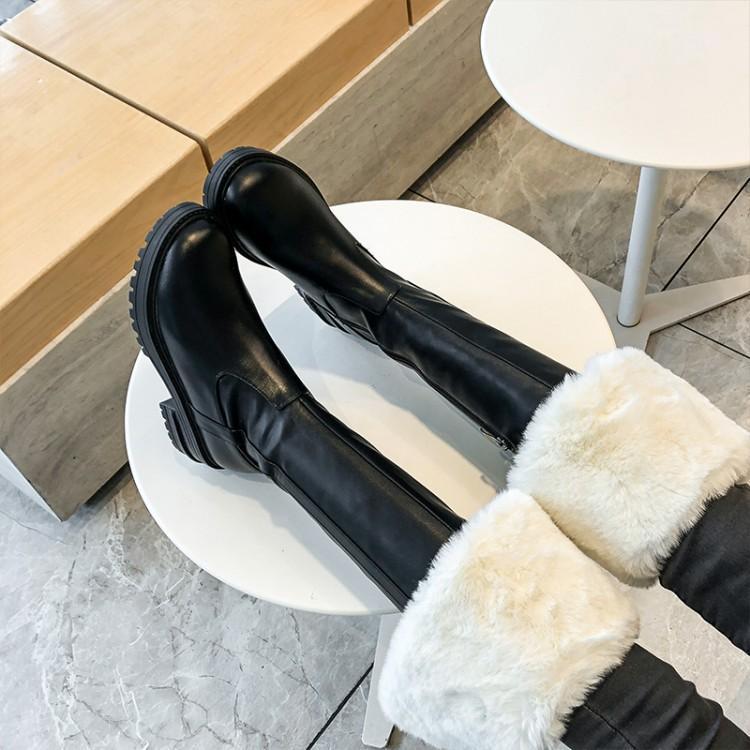 

Women's Boots Pointed Toe Yarn Elastic Ankle Boots Thick Heel High Heels Shoes Woman Female Socks 2020 Spring1, Black