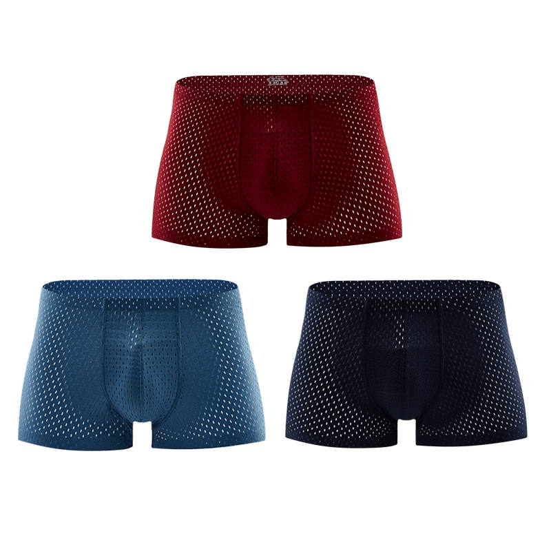 

New fashion Mens Underwear box Shorts Modal The cool air Male Ceuca Underpants Breathable New Mesh Man Underwear L-XXL High Quality 3pcs, Style 1 (one box 3pcs)