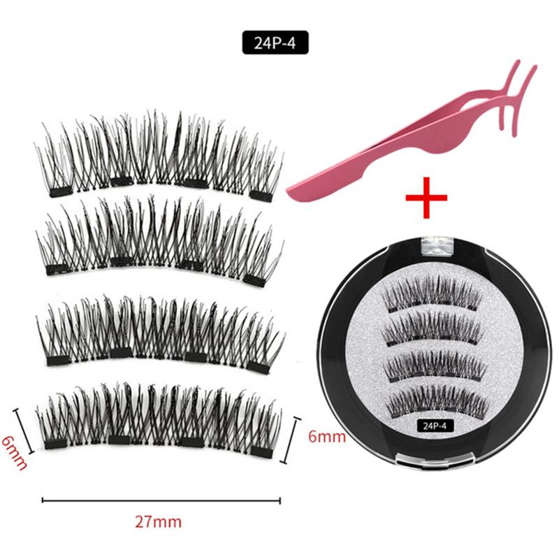 

4 pieces of natural magnetic eyelashes, reusable eyelashes, glue-free quantum eyelash curler, easy to wear shipping
