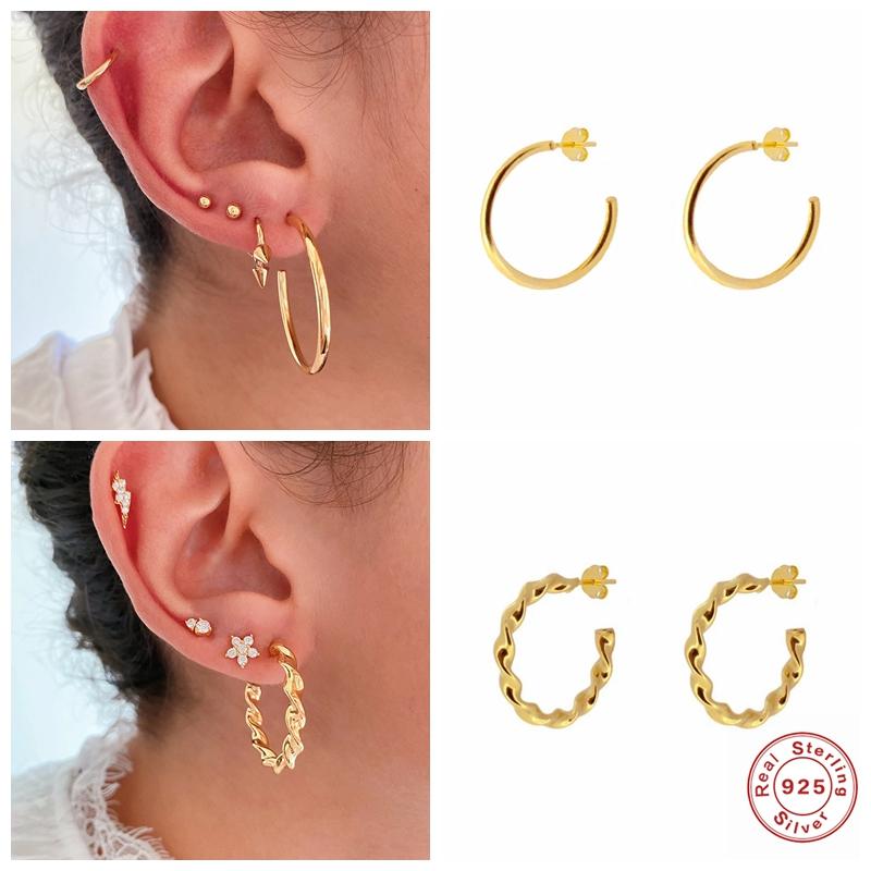 

Aide Big Earrings 925 Sterling Silver Big Round Circle Stud Earrings for Women Hyperbole Style Jewelry Trendy Elegant Party Gift