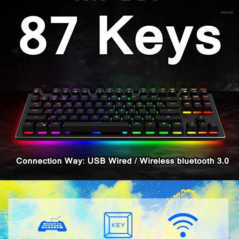 

87 key Wireless bluetooth USB Wired Mechanical Gaming Keyboard rechargeable for notebook desktop computer1