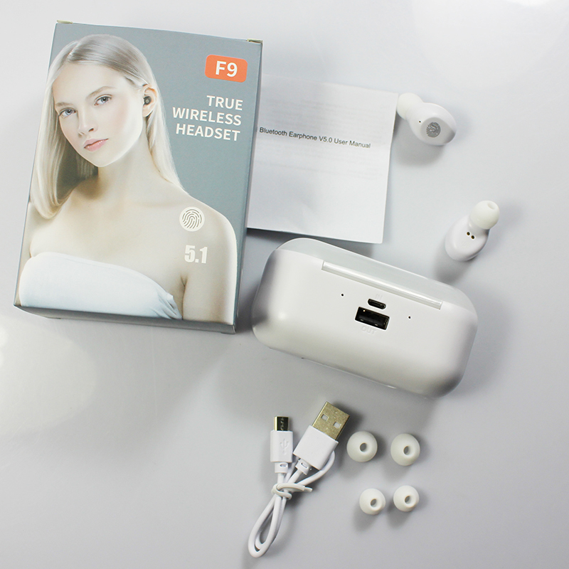 

High quality F9 TWS True Wireless Earbuds Bluetooth Headphones Touch Control with Wireless Charging Case Waterproof Stereo Earphones, Mixed color