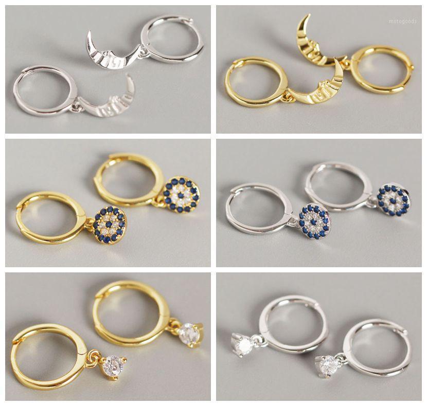 

100% 925 Sterling Silver Hanging Drop Earrings For Women Star Cross Heart Ball Slice Charm Earring Beautiful Jewelry Zircon A301