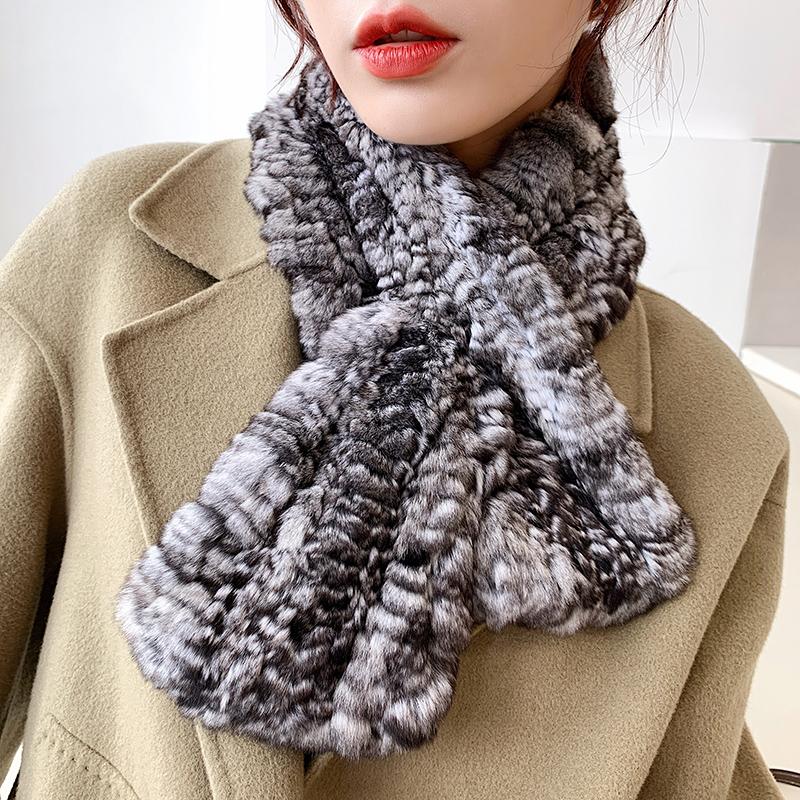 

Lantafe Scarf Women Winter Scarf Natural Fur Fluffy Winter Warm Luxury Thickening Chinchilla Fur Neck Warm High Quality
