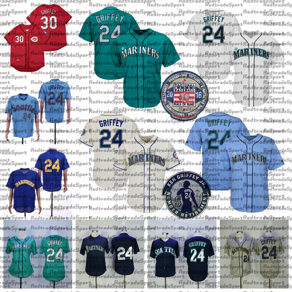 

NCAA Vintage 2016 Hall Of Fame 24 Ken Griffey Jr. Teal Baseball Jersey Griffey Jr. Red Retired Patch Womens Ladies Shirt, Purple