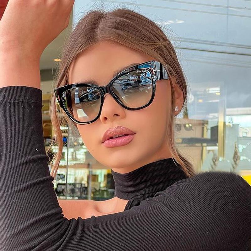 

Sunglasses Vintage Oversized Cat Eye For Women Fashion Brand Black Gradient Big Frame Sun Glasses Female Elegant Eyewear, White;black