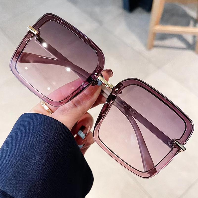 

Sunglasses Vintage Oversized Purple Gradient Square For Women Fashion Alloy Sun Glasses Female Elegant Shades Uv400 Brown, White;black