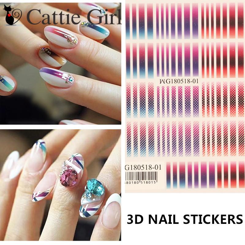 

1 Sheet Dotting 3D Nail Art Transfer Stickers Graddient Colorful DIY Nail Designs Accessories for Newest Decorations, Wg180518-02
