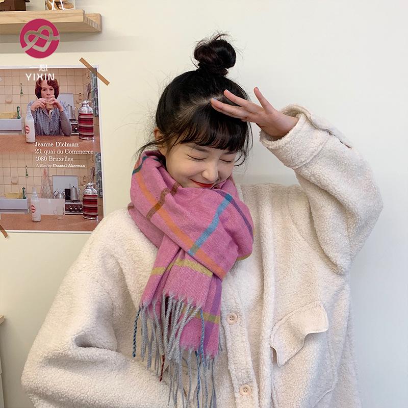 

2020 new autumn and Winter Scarf women's Korean version warm imitation cashmere scarf sweet tassel shawl