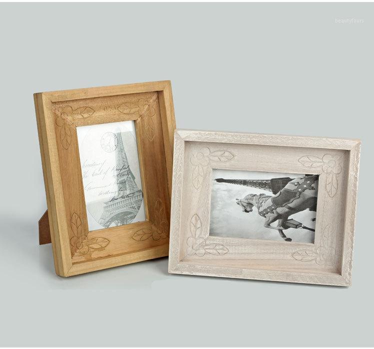 

1PC 2 Colors 6 inch European classical solid wood framesbcreative studio Home Furnishing decorative frame J09561