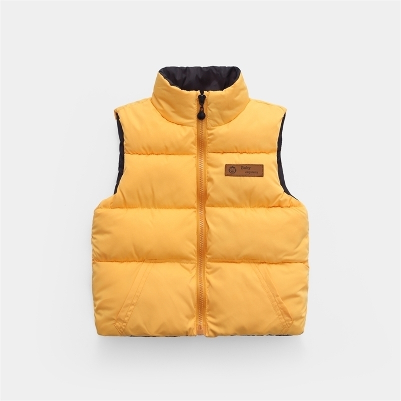 

HIPAC Baby Boy Jacket Winter Toddler Girl Clothes New Children Down Cotton Hooded Vest Boys Girls Coats for Kids Vests 201106, Yellow