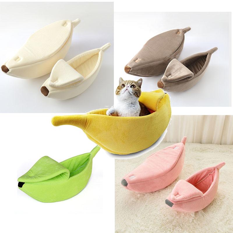 

Banana Cat Bed House Cozy Cute Banana Puppy Cushion Kennel Warm Portable Pet Basket Supplies Mat Beds for Cats & Kittens gatos