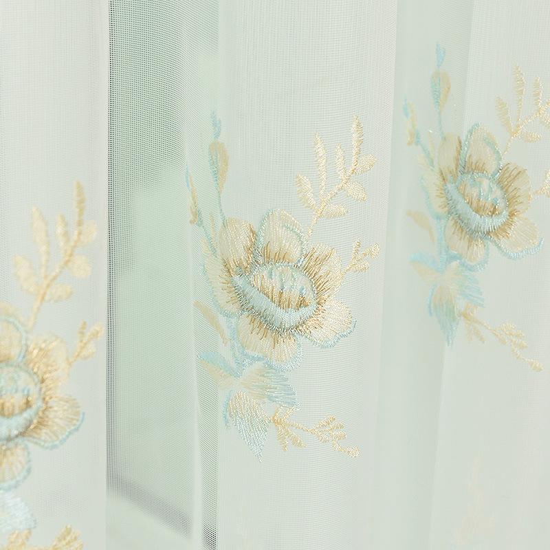 

European and American style embroidered curtains for living rooms, bed rooms screens tulle, White