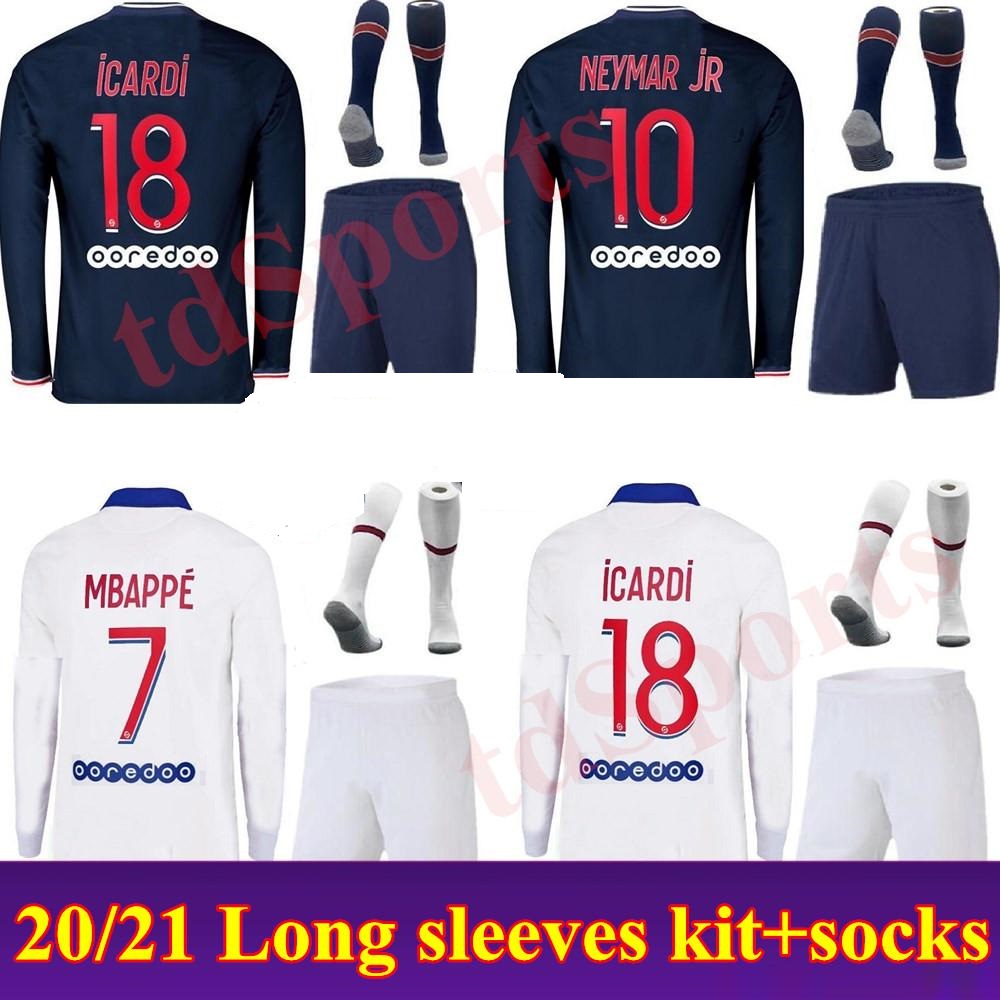 

20 21 Paris Men kit Long sleeves soccer jersey 2020 2021 mbappe ICARDI Enfant Maillot de foot uniform adult CAVANI VERRATTI football shirt, Home