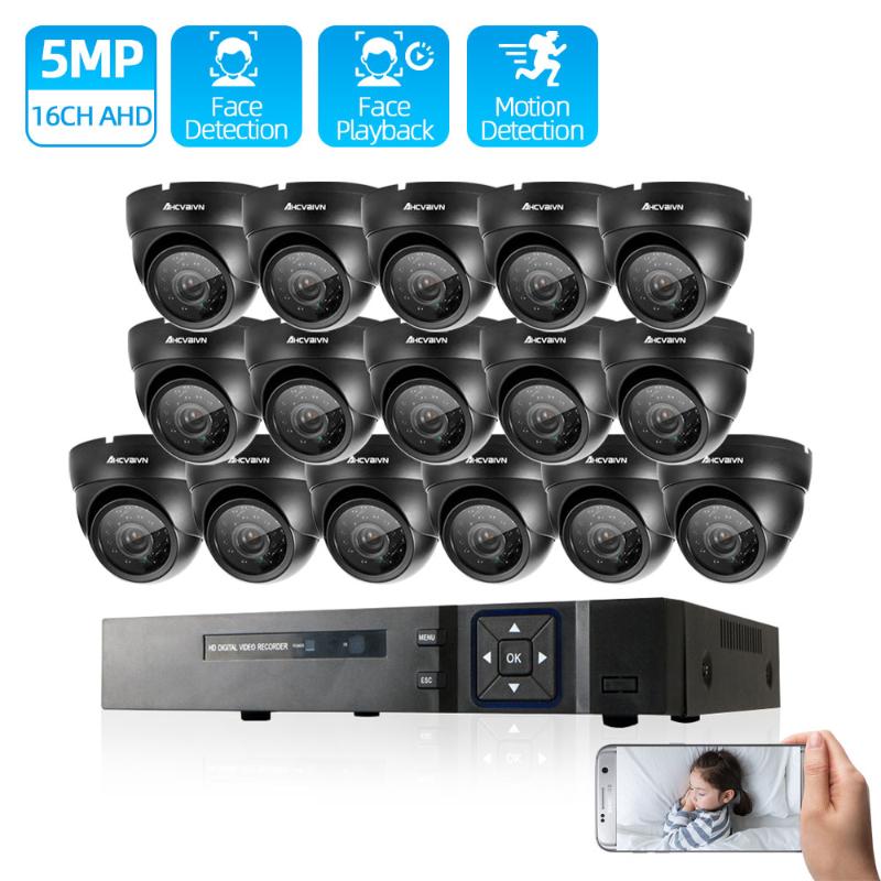 

H.265 8CH 16CH 5MP AHD DVR Kit CCTV System 16pcs 5MP 2592*1944P HD Outdoor Waterproof Dome Camera P2P Security Surveillance Set