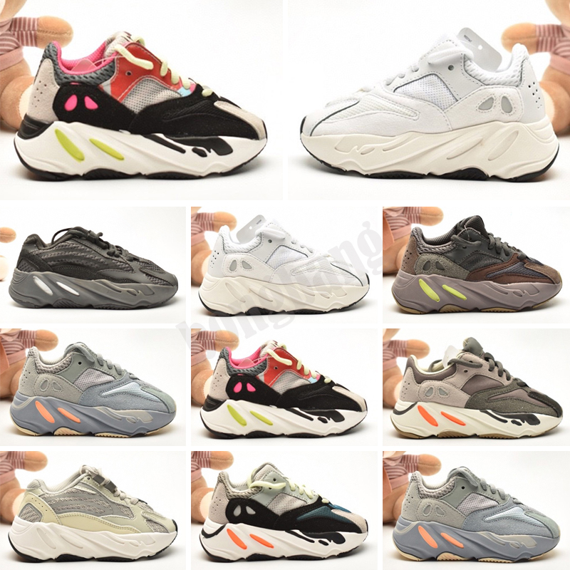 

700 Kids Shoes Designer Wave Runner Solid Grey Inertia Mauve Baby Outdoor Shoes Kanye West 700 Running Shoes Children Sneakers Size 26-35, Color 1