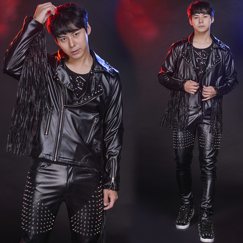 

2021 New S-6xl!! Youth Trend Biker Su Leather Jacket Performs in Winter Wear Nightclub Stage. 8TDR, Jacket and pant