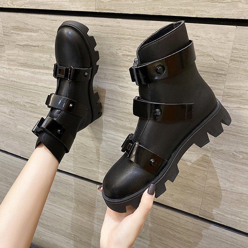 

2021 New Platform Shoes Women's Ankle Boots for Women Fashion Boot Female Chunky Boots Ladies Designer Shoes Woman Booties1, Black