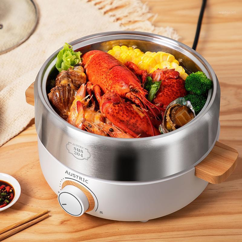 

220V Household Electric Hotpot Cooker Multifunctional Stainless Steel Frying Cooking Steaming Pot EU/UK/AU/US Plug1