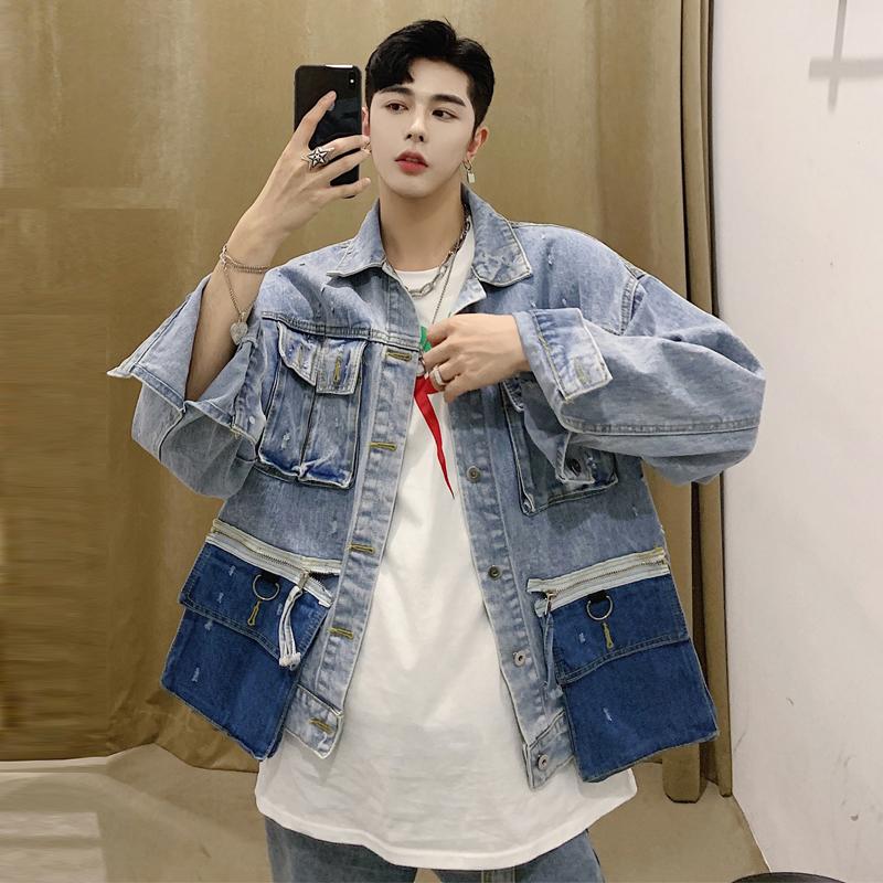 

Fall 2020 heavy tech detachable multi-pocket wash denim embroidered men' Japanese jacket short jacket, 11