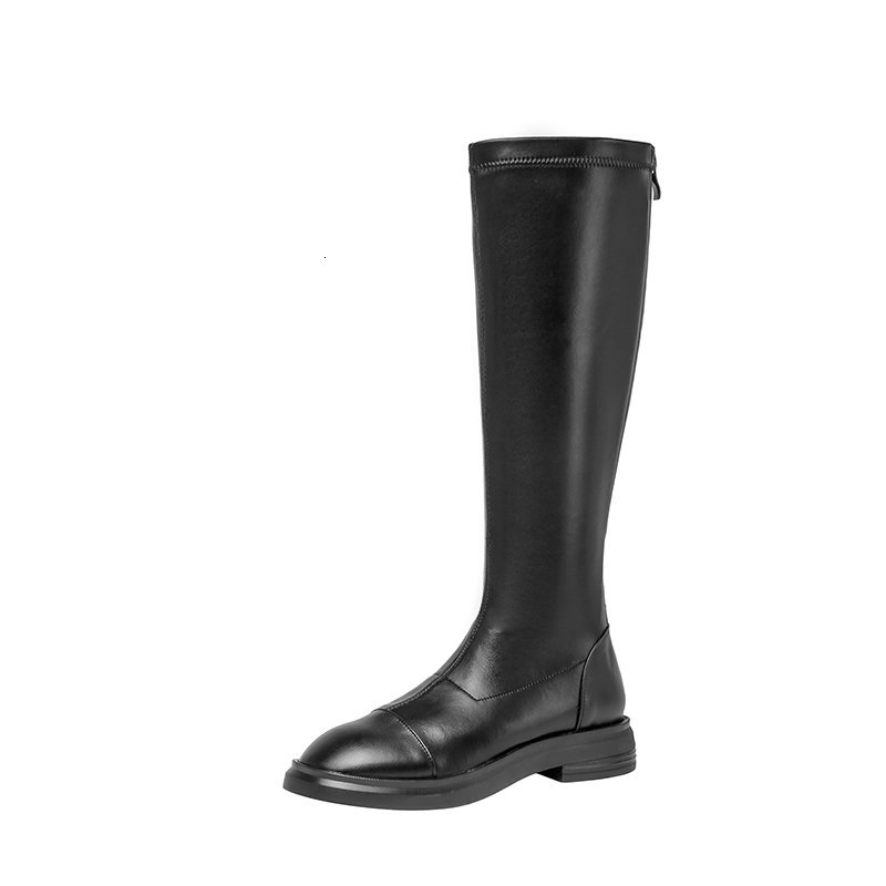 

2021 New Big Size Genuine Leather Women Knee High Fashion Party Night Club Shoes Woman Winter Warm Long Boots 76vb, Black