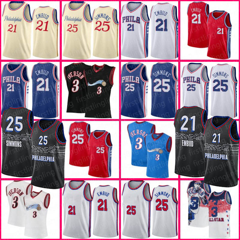 

Ben 25 Simmons Jersey Joel 21 Embiid Philadelphias Allen 3 Iverson Al 42 Horford Julius 6 Erving Retro 2021 New Season Men YOUTH, Fugu jersey