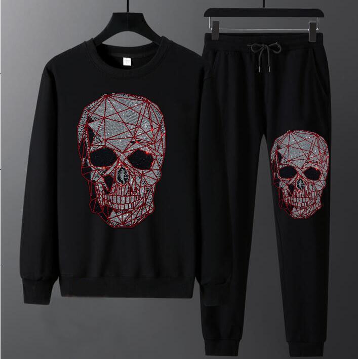 

2021 New Diamond Two Hoodie Pieces Cotton Autumn/winter Hot Sweatshirts Casual Male Training Qb34, Black.
