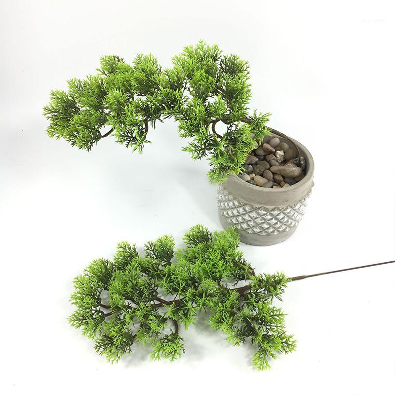 

Artificial Big Pine Green Branch Simulation Leaves Plant Welcoming Pine Bonsai Accessories Home Decoration Plant Fake Flower1