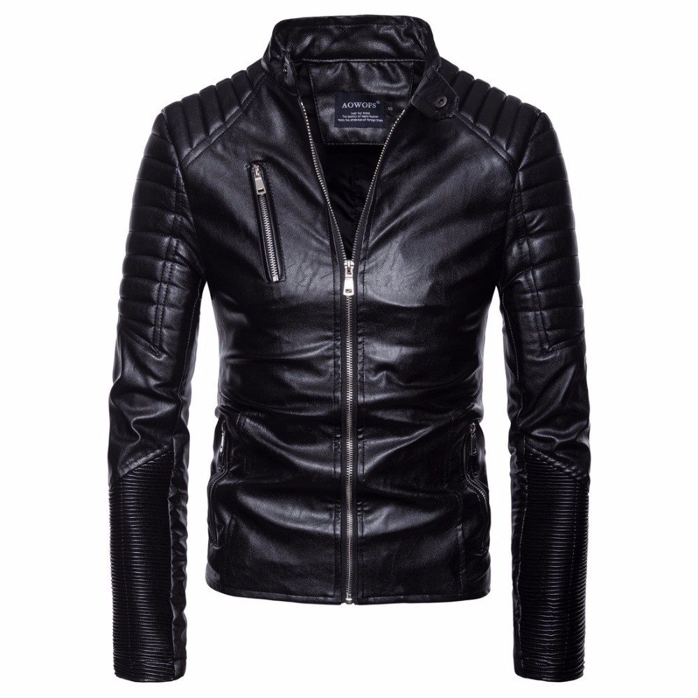 

2021 New Men Autumn Winter Coat Veste Multi Zipper False Masculine Leather Jacket From Vintage LNER, Black