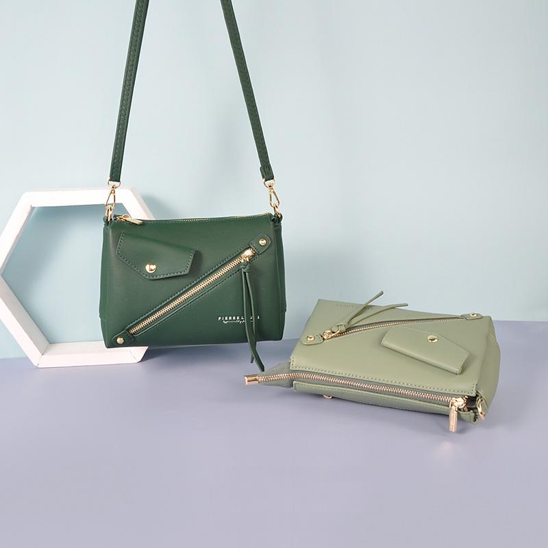 

New Zipper Designer Three Layer Shoulder Bag For Women Soft Pu Leather Small Messenger Crossbody Bag Ladies Handbag High Quality, Black