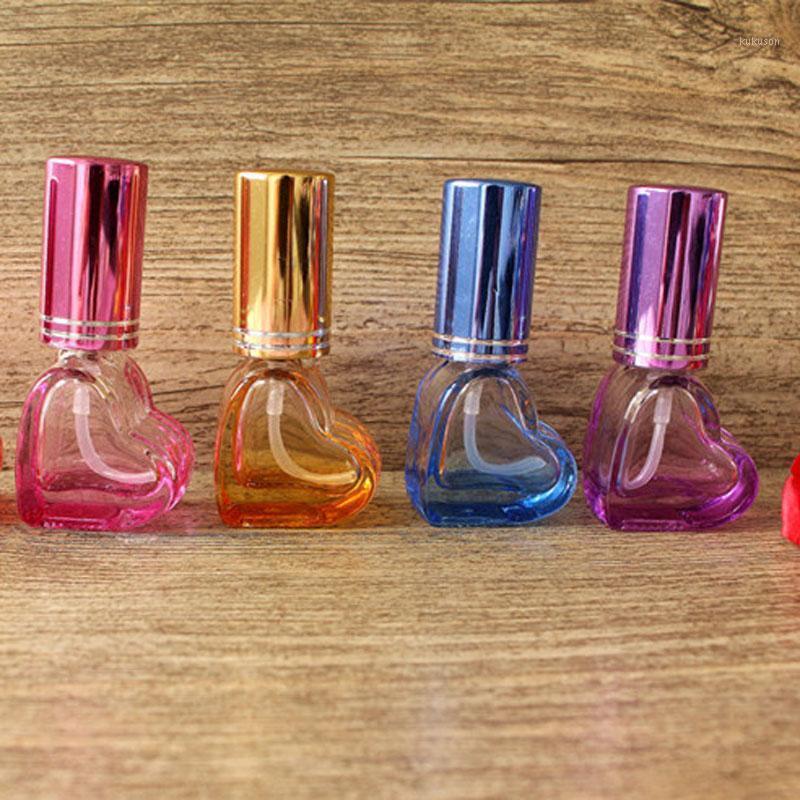 

5ml Mini Exquisite Heart Shaped Spray Bottle Colorful Cosmetic Container Refillable Empty Perfume Atomizer Glass Vials 25pcs/lot1