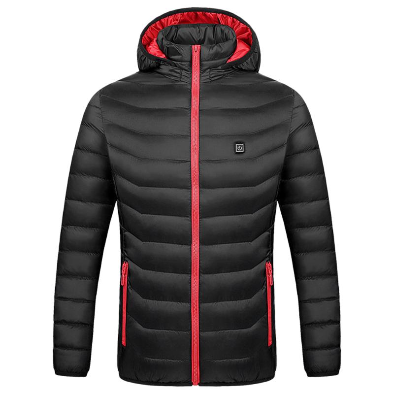 

Electric Heated Jackets Vest 3 Areas Cotton Outdoor Coat USB Electric Heating Hooded Winter Thermal Warmer Jackets Winter, Black