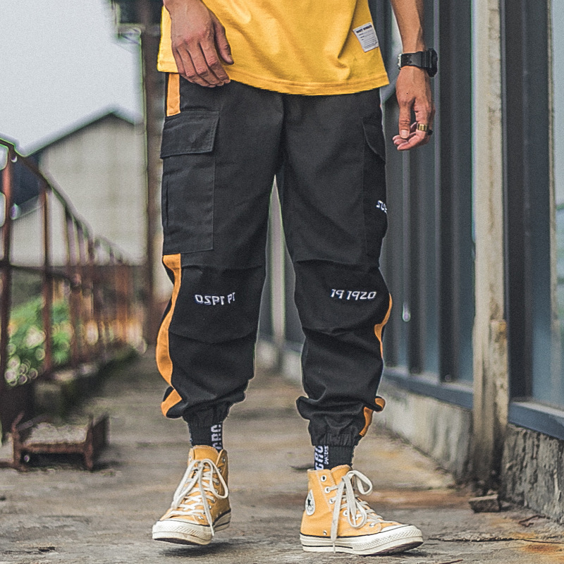 

2021 New Letter Embroidery Harem Pants Men Fashion Casual Streetwear Color Patchwork Ankle-length Skateboard Joggers Ayvi, Blue